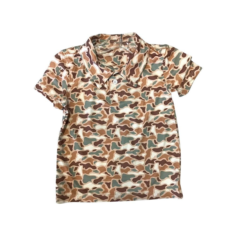 ( Moq 5 ) Baby Boys Kids Short Sleeves Camo Summer Polo Shirt Tops