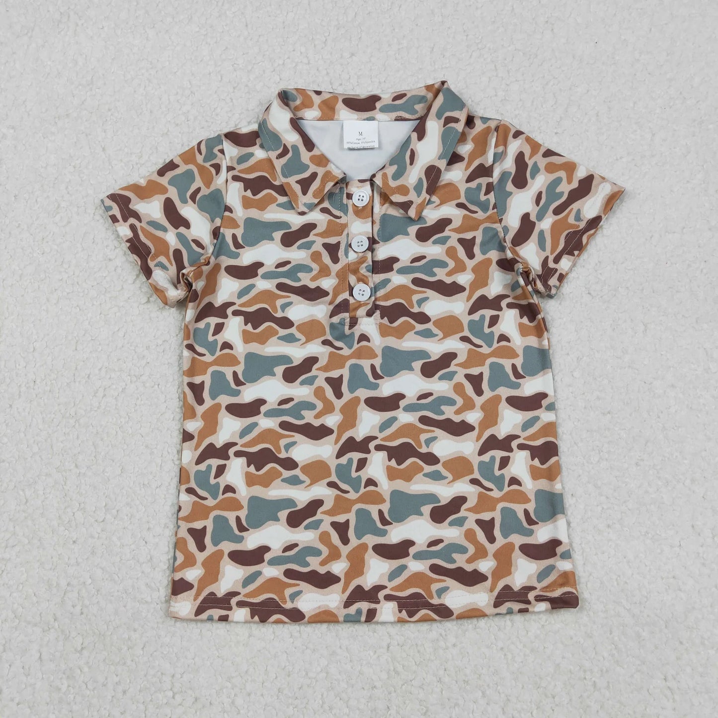 Sibling Baby Boys Kids Short Sleeves Buttons Shirts Cardigan Tops Camo Print Clothes RTS