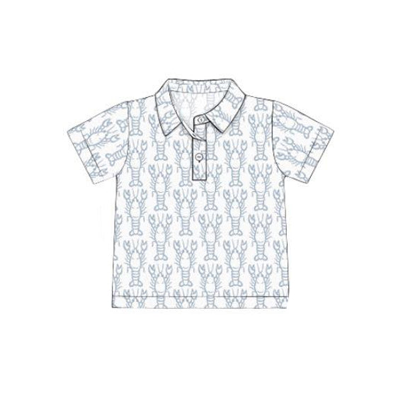 ( Moq 5 )  Preorder Boys Kids Short Sleeves Crayfish Summer Buttons Polo Shirt Tops