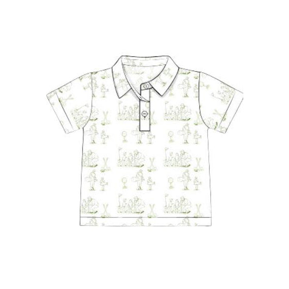 ( Moq 5 )  Preorder Boys Kids Short Sleeves Golf Summer Buttons Polo Shirt Tops