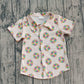 Baby Boys Kids Short Sleeves Mardi Gras donuts Buttons Shirt Tops RTS