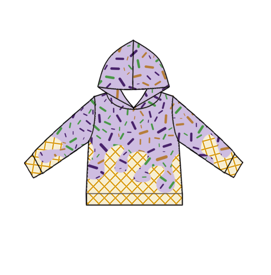 ( Moq 5 ) Preorder Girls Kids Purple Long Sleeves Sprinkles Hoodie Shirt Tops