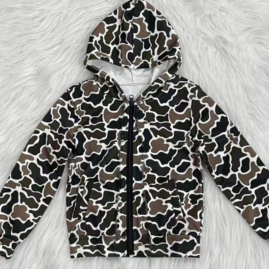 ( Moq 5 ) Preorder Boys Camo Long Sleeves Zipper Hoodie Cardigan Shirt