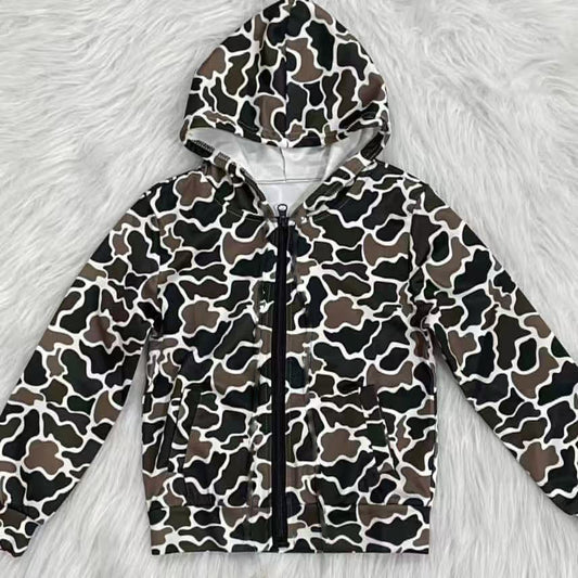 ( Moq 5 ) Preorder Boys Camo Long Sleeves Zipper Hoodie Cardigan Shirt