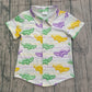 Baby Boy Kids Short Sleeves Crocodiles Mardi Gras Tee Buttons Shirt RTS