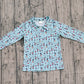 Kids Boys Blue Long Sleeves Golf Buttons Polo Pullover Shirt Tops RTS