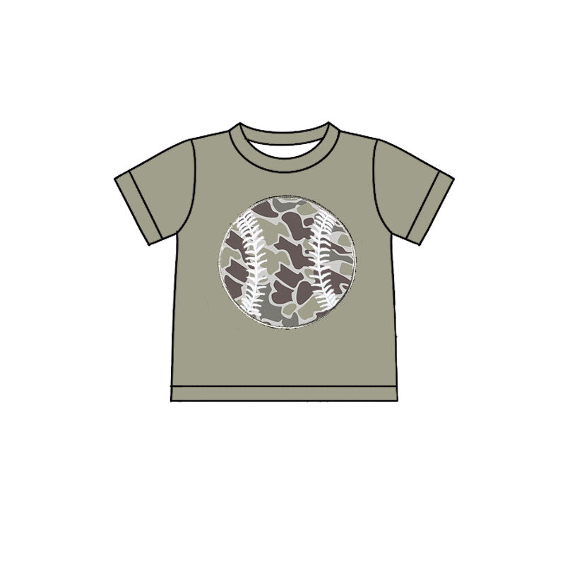 ( Moq 5 ) Preorder Baby Boys Summer Short Sleeve Camo Baseball Shirt Tops