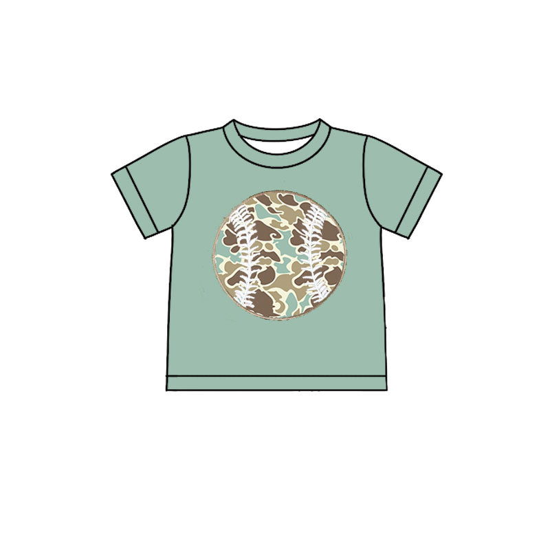 ( Moq 5 ) Preorder Baby Boys Short Sleeve Camo Baseball Summer Shirt Tops