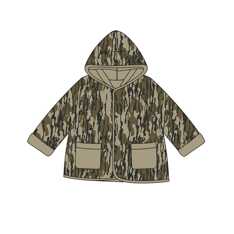 ( Moq 5 ) Preorder Baby Boys Long Sleeves Camo Pockets Hoodie Coat Tops