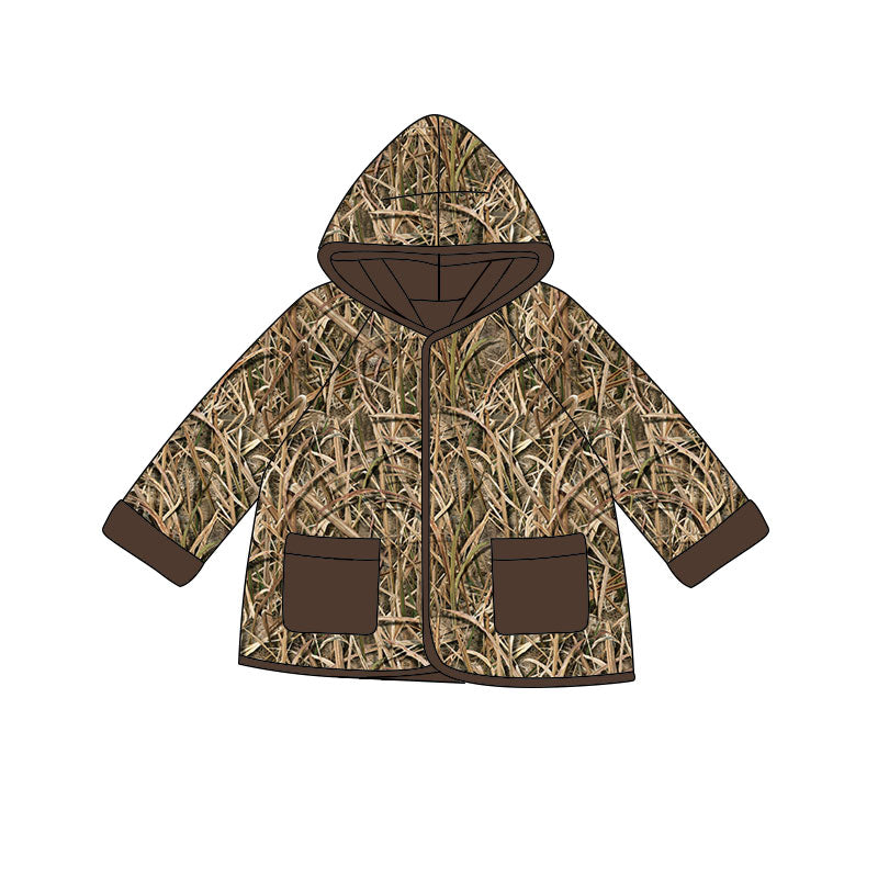 ( Moq 5 ) Preorder Baby Boys Long Sleeves Leaves Camo Pockets Hoodie Coat Tops