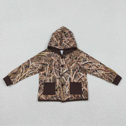 Sibling Baby Boys Kids Southern Camo Print Hoodie Pockets Buttons Shirts Coats RTS