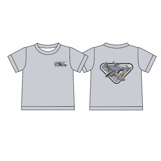 ( Moq 5 ) Preorder Baby Boys Short Sleeves Ducks Hunting Grey Tee Shirt Tops