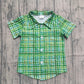 Baby Boys Short Sleeves St Patrick Buttons Green Plaid Shirt Tops RTS
