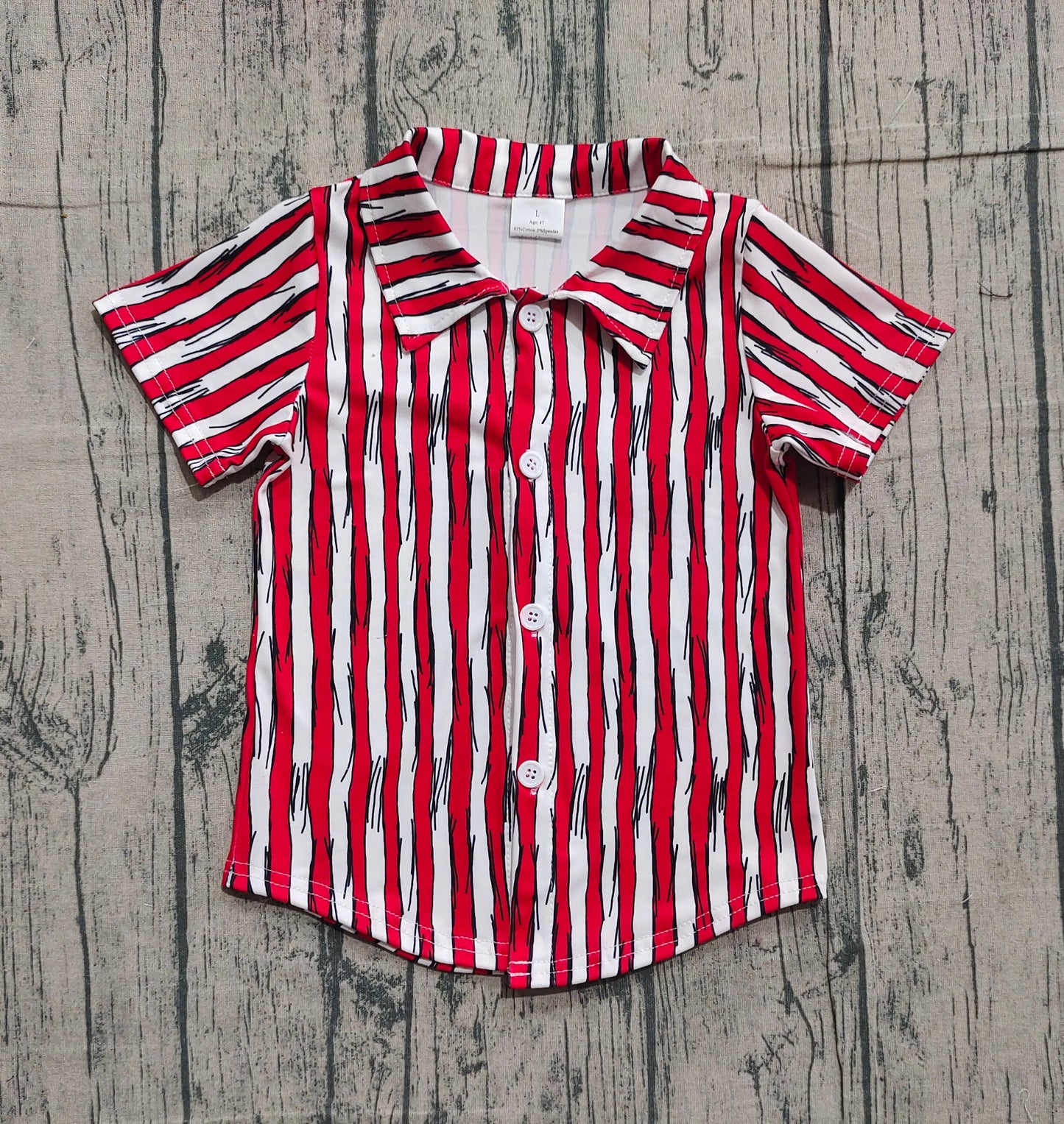 Baby Boys Short Sleeves Dr Reading Red Stripes Buttons Shirt Tops RTS