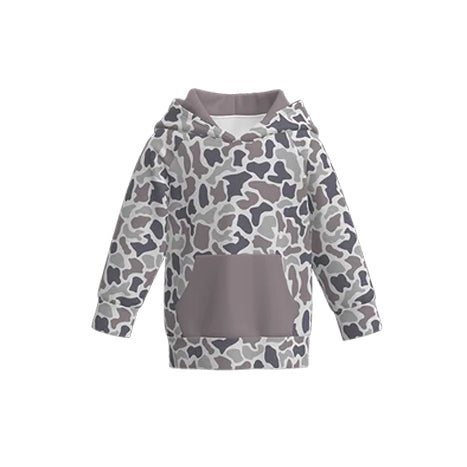 ( Moq 5 ) Preorder Baby Boys Grey Camo Southern Hunting Hoodie Pocket Shirt Tops