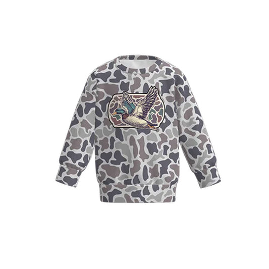 ( Moq 5 ) Preorder Baby Boys Long Sleeves Ducks Grey Camo Southern Hunting Shirt Tops