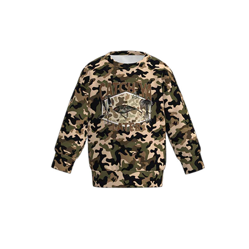 ( Moq 5 ) Preorder Baby Boys Long Sleeves Camo Fishing Southern Hunting Shirt Tops