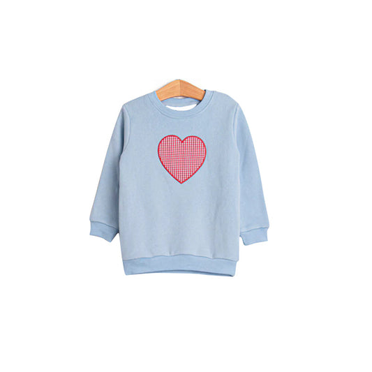 ( Moq 5 ) Preorder Baby Boys Blue Long Sleeves Plaid Heart Valentine Shirt Tops