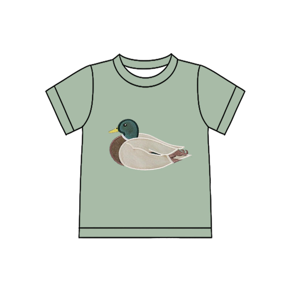 ( Moq 5 ) Preorder Baby Boys Green Short Sleeves Duck Shirt Tops
