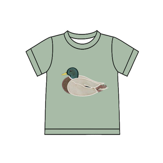 ( Moq 5 ) Preorder Baby Boys Green Short Sleeves Duck Shirt Tops