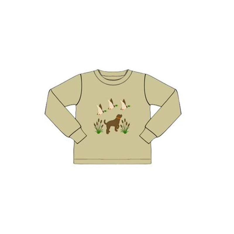 ( Moq 5 ) Preorder Baby Boys Long Sleeves Dog Ducks Hunting Shirt Tops