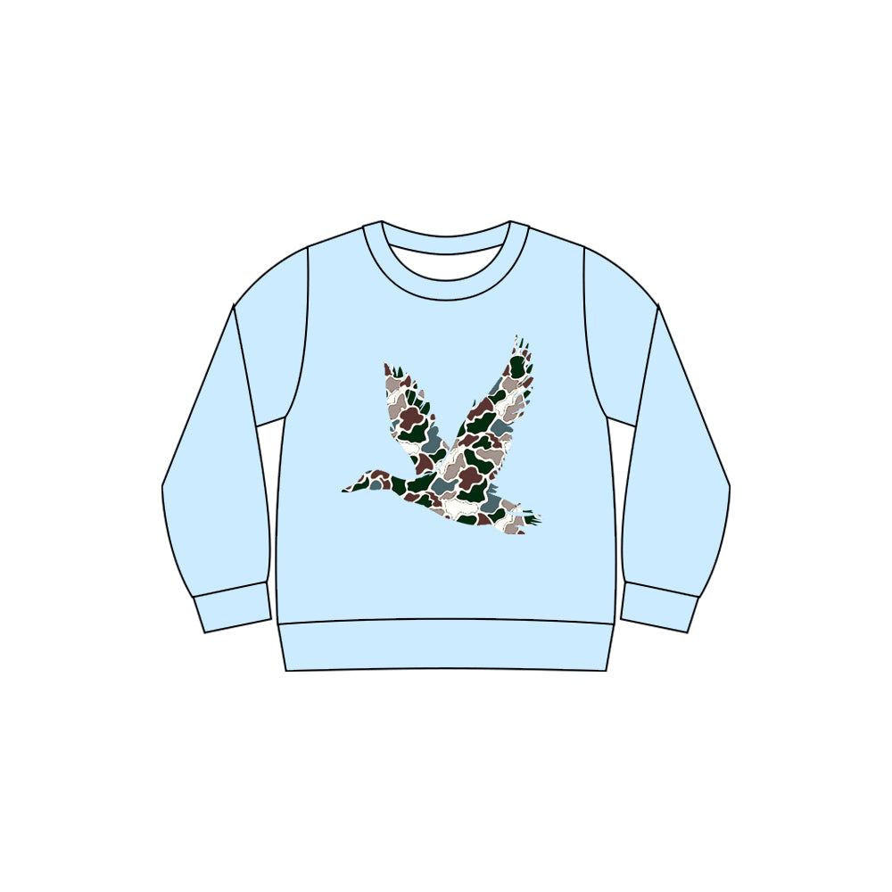 ( Moq 5 ) Preorder Baby Boys Kids Blue Long Sleeves Camo Duck Shirt Tops