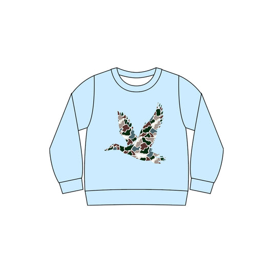 ( Moq 5 ) Preorder Baby Boys Kids Blue Long Sleeves Camo Duck Shirt Tops