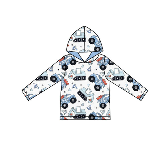 ( Moq 5 ) Preorder Baby Boys ‌Construction Trucks Hearts Valentine Hoodie Pullover Shirt