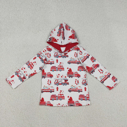 Sibling Baby Boys Long Sleeves Hearts Trucks Valentine Hoodie Shirts Pullovers Tops RTS