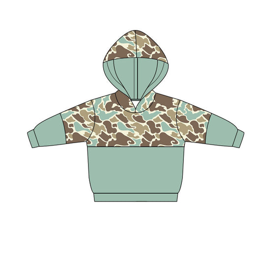 ( Moq 5 ) Preorder Baby Boys Green Long Sleeves Camo Hoodie Pullover Tops