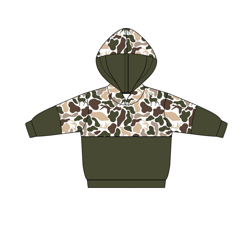 ( Moq 5 ) Preorder Baby Boys Kids Long Sleeves Ducks Dogs Deer Camo Hoodie Pullover Tops