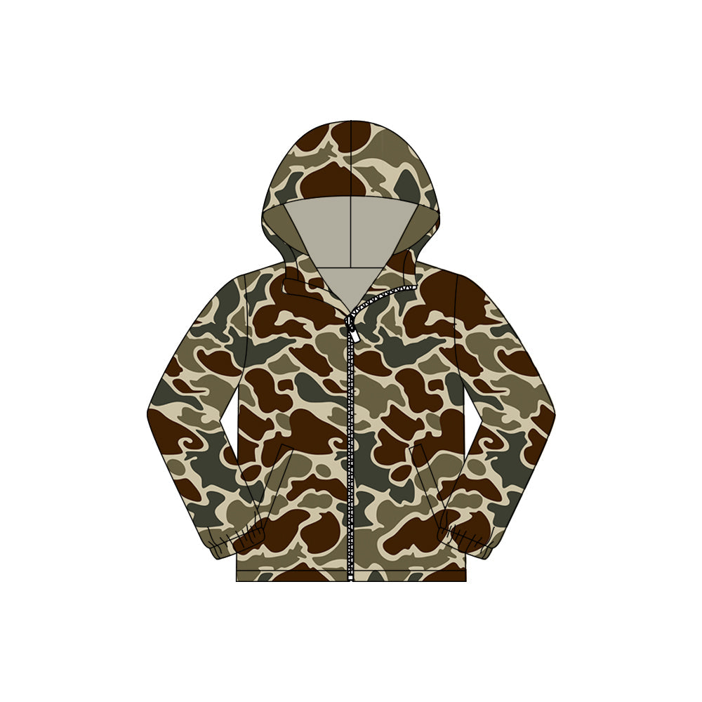 ( Moq 5 ) Preorder Baby Boys Long Sleeves Camo Pockets Zipper Hoodie Jacket Coat Tops