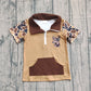 Baby Boys Camo Short Sleeves Deer Zipper Pocket Brown Pullover Shirt RTS