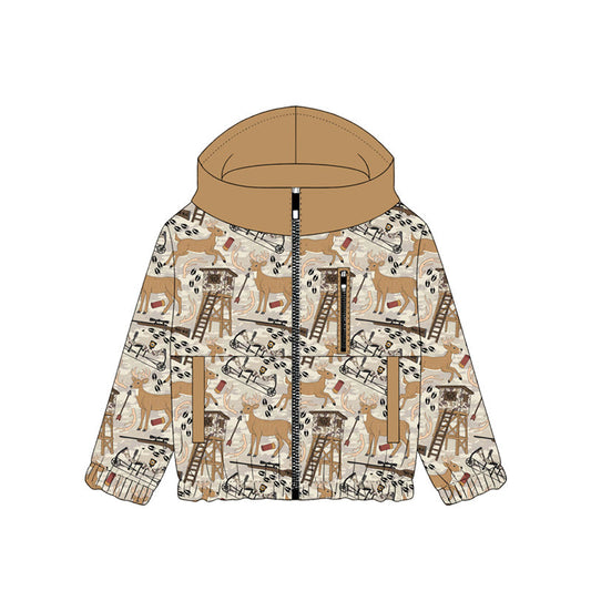 ( Moq 5 ) Preorder Baby Boys Kids Long Sleeves Deer Pockets Zipper Hoodie Hunting Jacket Shirt