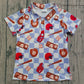 Baby Boys Short Sleeves Baseball Buttons Checked Shirt Tops RTS