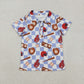 Sibling Baby Boys Kids Short Sleeves Baseballs Buttons Polo Shirts Tops Clothes RTS