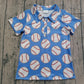 Baby Boys Short Sleeves Baseball Buttons Blue Shirt Tops RTS