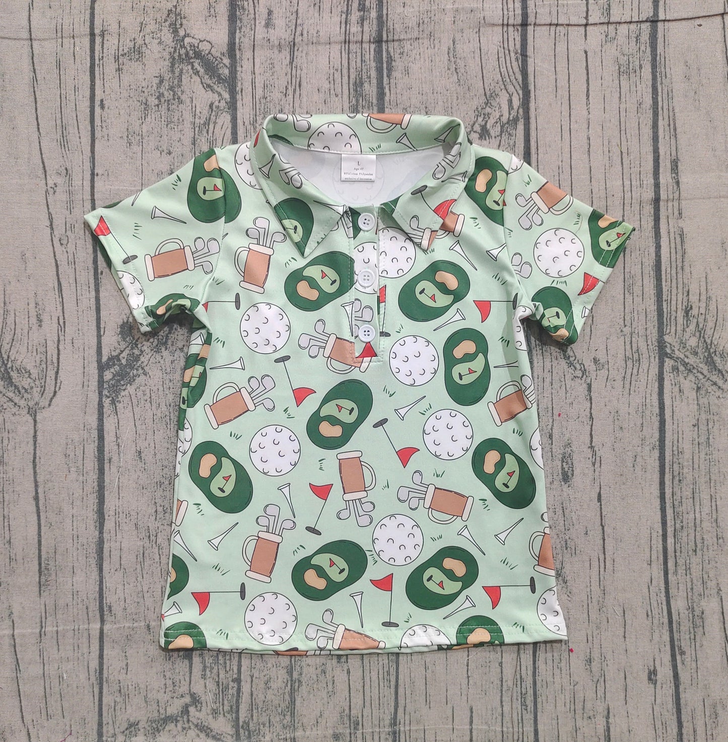 Baby Boys Short Sleeves Golf Buttons Green Shirt Tops RTS