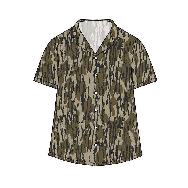 ( Moq 5 ) Preorder Adult Men Short Sleeves Camo Print Buttons Cardigan Shirt Tops