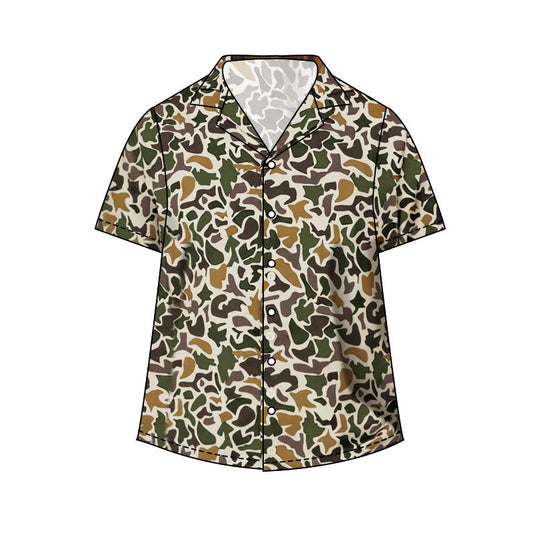 ( Moq 5 ) Preorder Adult Men Short Sleeves Camo Buttons Cardigan Shirt Tops