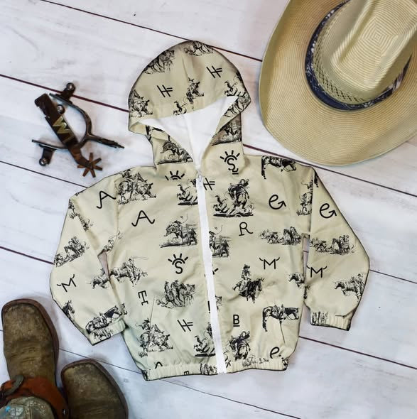 ( Moq 5 ) Preorder Baby Boys Long Sleeves Rodeo Western Zipper Pockets Hoodie Jacket Tops