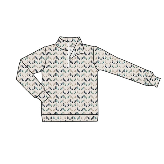 ( Moq 5 ) Preorder Adult Men Long Sleeves Deer Zipper Pullover Shirt