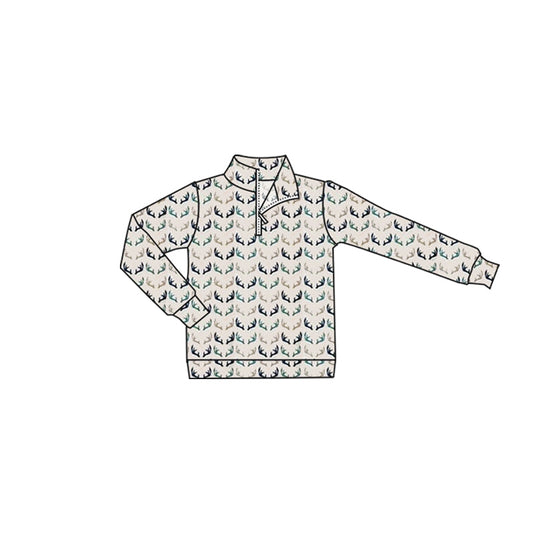 ( Moq 5 ) Preorder Baby Boys Kids Long Sleeves Deer Zipper Pullover Shirt
