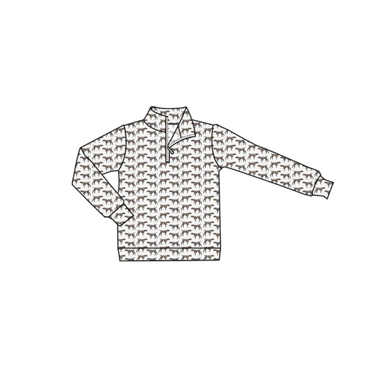 ( Moq 5 ) Preorder Baby Boys Kids Long Sleeves Dogs Zipper Pullover Shirt