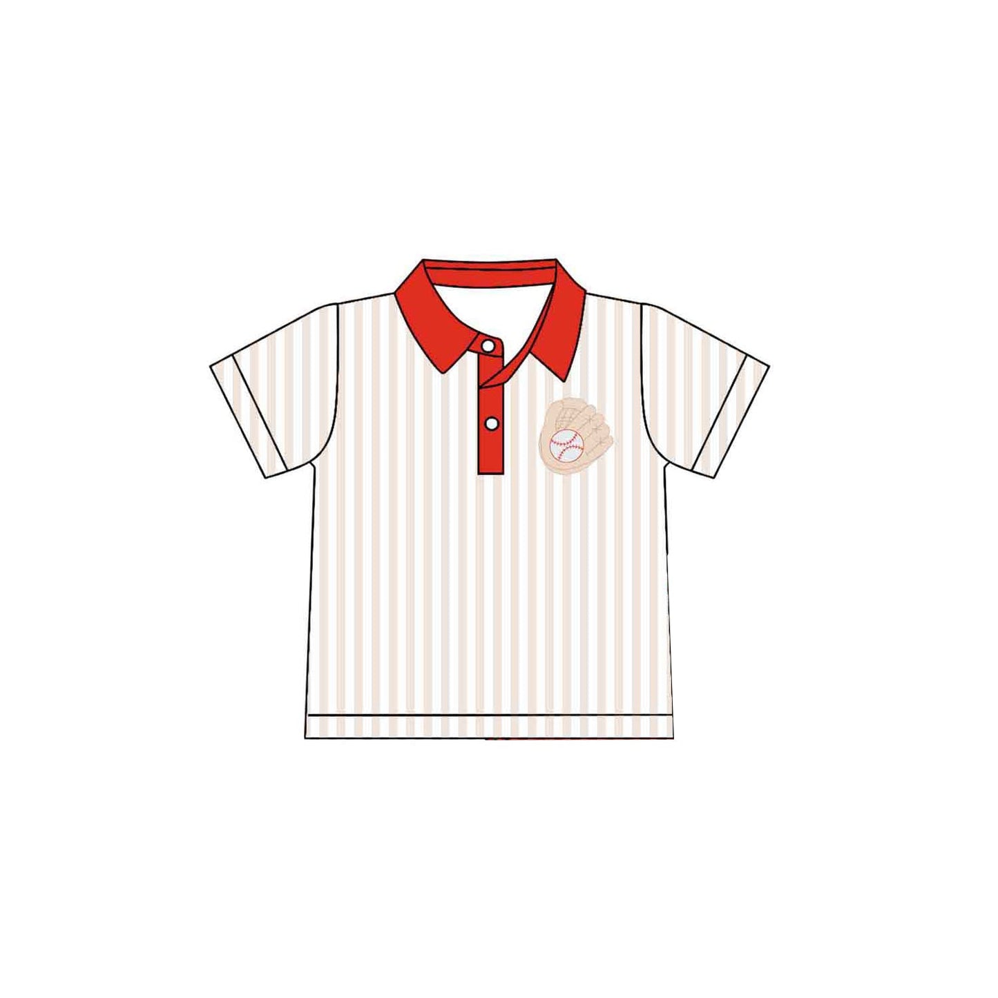 ( Moq 5 ) Preorder Baby Boys Short Sleeves Baseball Stripes Buttons Shirt Tops