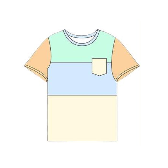 ( Moq 5 ) Preorder Baby Boys Kids Short Sleeves Pocket Shirt Colorful Tee