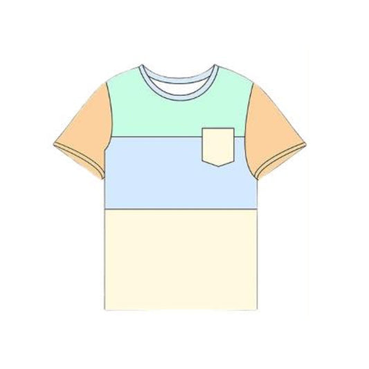 ( Moq 5 ) Preorder Baby Boys Kids Short Sleeves Pocket Shirt Colorful Tee