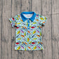 Baby Boys Kids Short Sleeves Fishing Buttons Green Tee Tops RTS