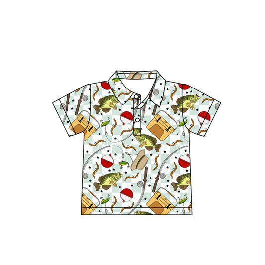 ( Moq 5 ) Preorder Baby Boys Kids Short Sleeves Fishing Buttons Polo Shirt Tops