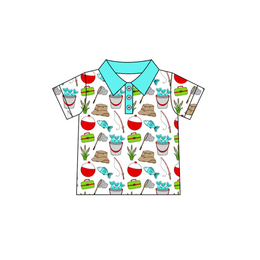 ( Moq 5 ) Preorder Baby Boys Kids Short Sleeves Fishing Buttons Shirt Summer Tops
